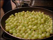 sausages with grapes